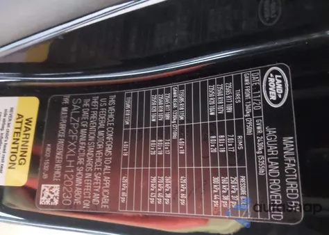 2020 Land Rover Range Rover Evoque Se из США, поврежденный, VIN SALZP2FXXLH120230